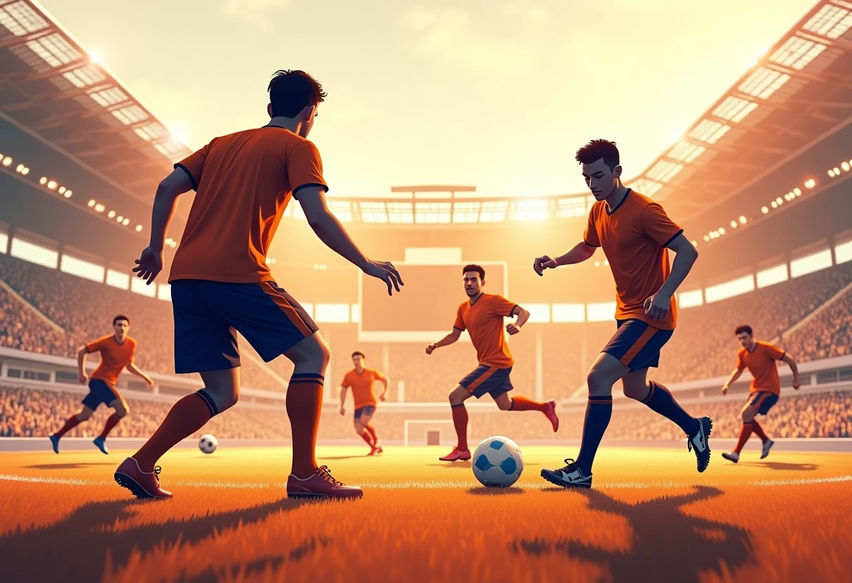 Jogadores disputando uma partida de futebol