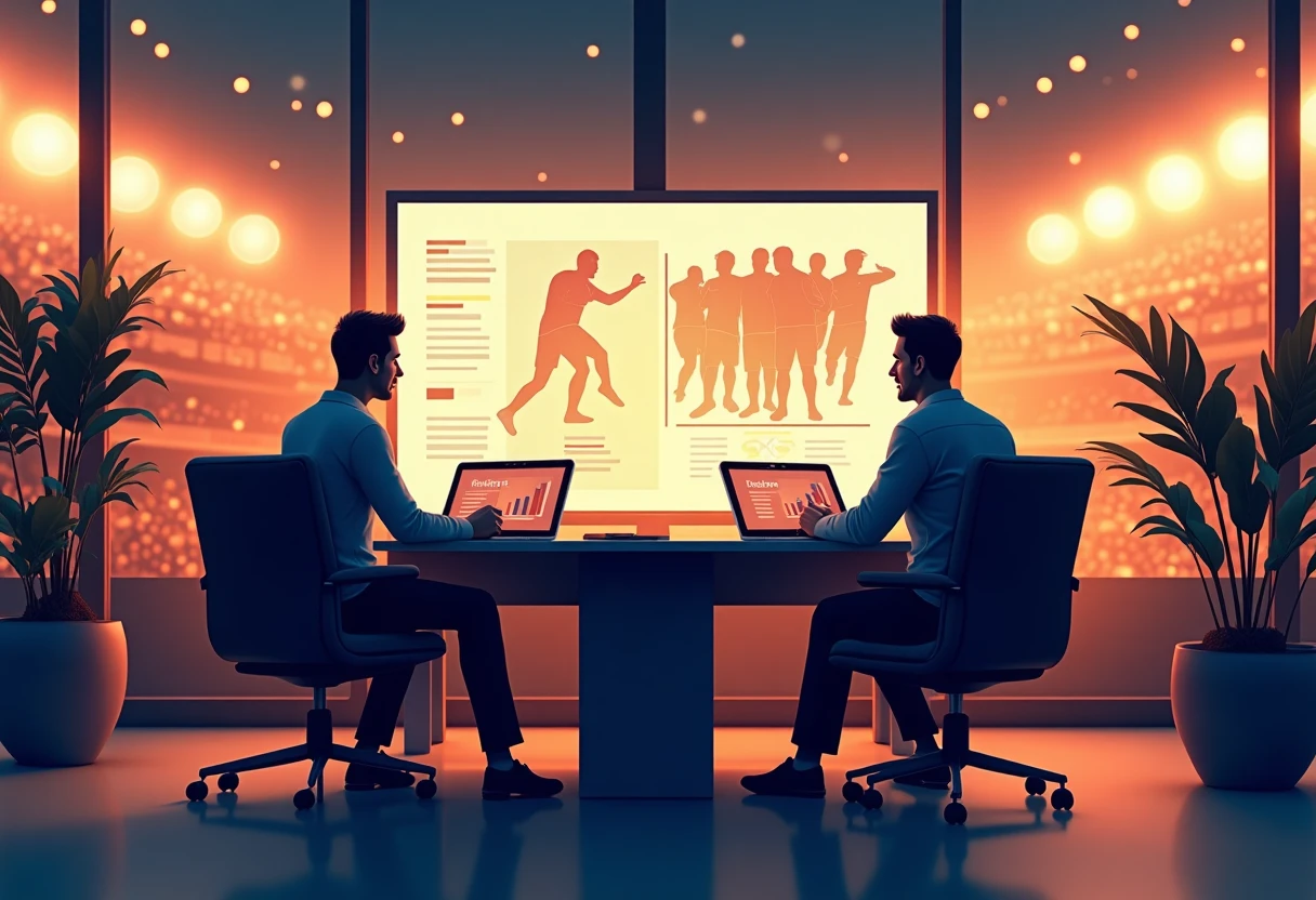 Mesa esportiva analisando partidas